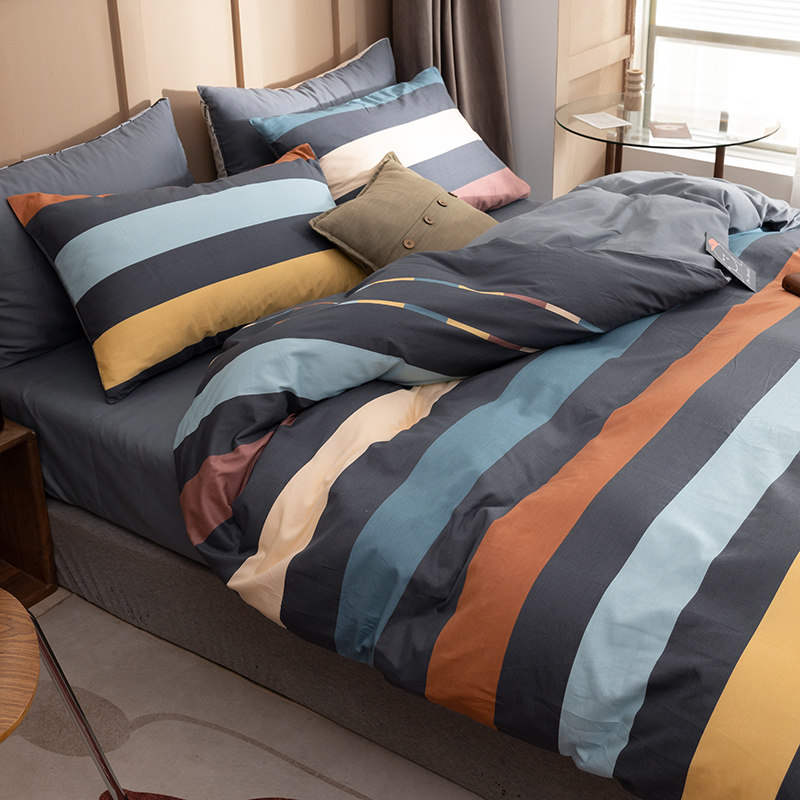 Nordic full cotton brief about four pieces 100 pure cotton quilt cover autumn winter nude bed linen quilt cover men's dormitory three sets 4