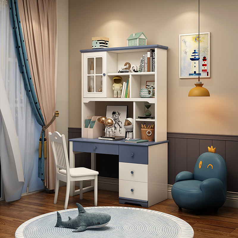 Mediterranean children's desk bookshelf combination boy modern minimalist home desktop computer desk desk