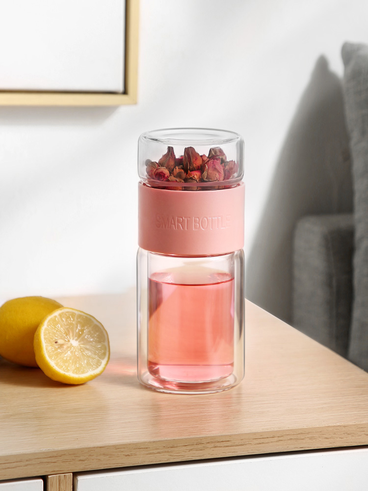 Leadership cup Women's tea water separation goddess cup Ladies cup Double-layer glass Business tea cup Fine filter water cup