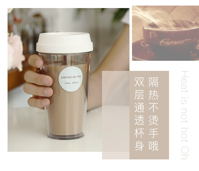 Hoa lê nữ sinh nhựa sáng tạo đơn giản tay lưới nước đỏ cốc in xu hướng reefur cà phê cá tính - Tách