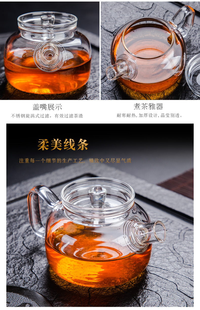 Transparent glass tea set with household Japanese contracted kung fu tea tray cup double teapot tea hot