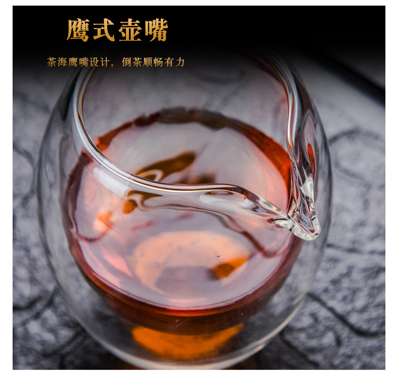 Transparent glass tea set with household Japanese contracted kung fu tea tray cup double teapot tea hot