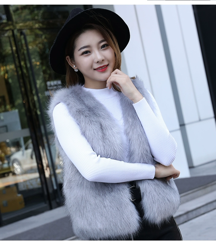 Maomao vest nữ mùa đông ngắn phiên bản Hàn Quốc của cáo lông thời trang cao cấp giả lông thú vest nữ ngắn đoạn 2018 vest mới áo gió lót lông cừu