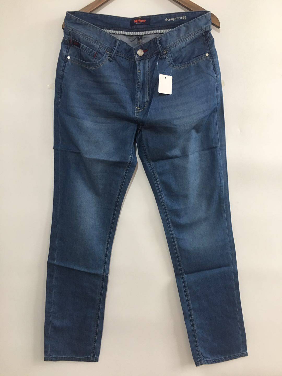 Metersbonway jeans men's summer thin denim trousers mid-rise standard straight jeans 756433