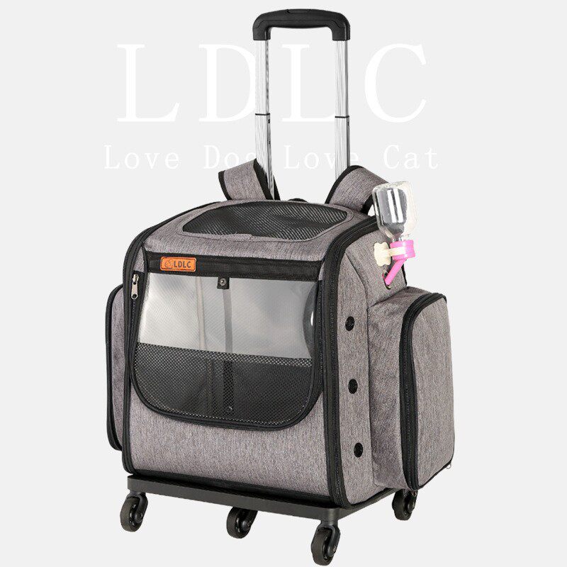 New folding trolley pet bag cat and dog universal wheel pet dog and cat backpack go out portable RV cat bag