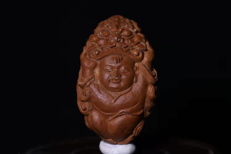 Purely handmade Fujian master carving Fuwa Three-dimensional carving super large olive pit