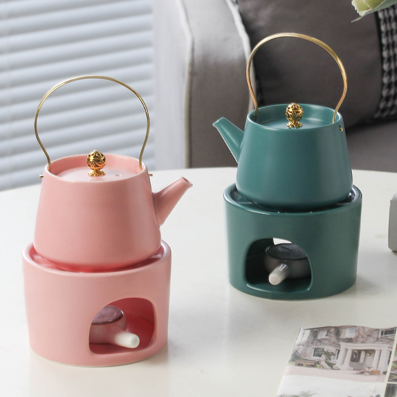 Nordic Ins Wind Home Ceramic Flower Tea Pot Insulation Base Tea Stove Cook Tea Oven Warm Tea Stove Candle Heated Tea Wax-Taobao