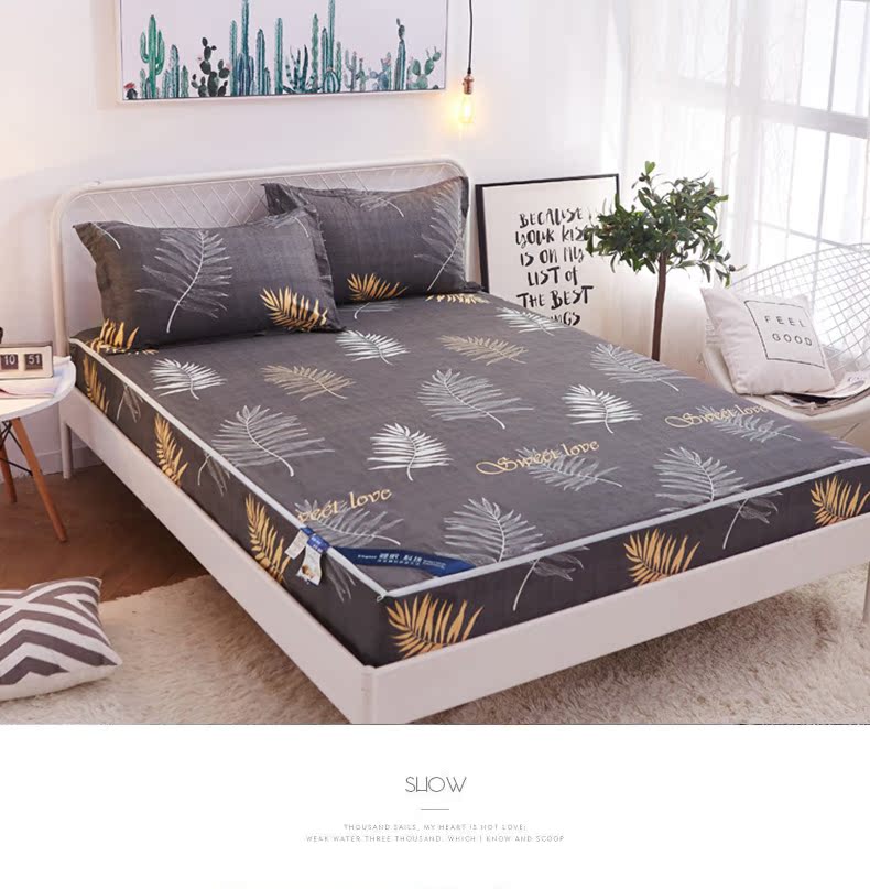 In màu tím chống thấm 6 mặt giường bao gồm tất cả Vỏ nệm Simmons 1,5 m 1,8m bông phủ bụi - Trang bị Covers Ga phủ giường