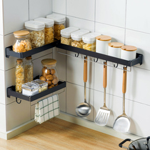 Punch-free kitchen rack household seasoning rack storage rack wall-mounted oil salt sauce and vinegar hanger adhesive hook and cloth rack