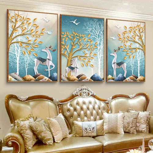 Полный вышитый кросс -ход Fortune Deer Living Room Простая и современная европейская лось 2023 Новая вышитая санлианская спальня Cross Cross Stroke