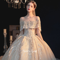 Heart Yang) wedding dress 2021 new bride luxury heavy industry super fairy dream thin retro palace wind fairy main yarn