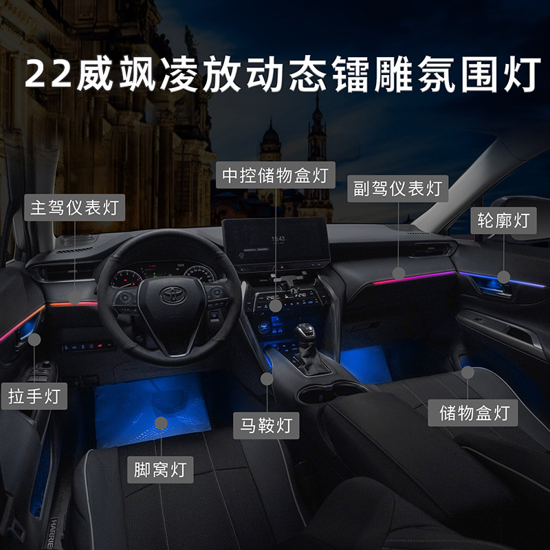 适用丰田凌放HARRIER车内氛围灯改装专用威飒64色动态灯脚底灯条-淘宝网