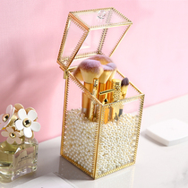 Lip glaze makeup brush barrel beauty brush bucket storage box flip desktop Joker glass dustproof brush bucket rack dormitory