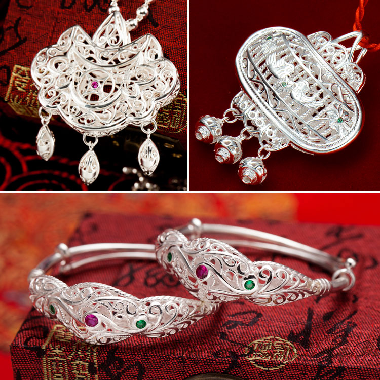 Baby Silver Bracelet Long Life Lock S990 Pure Silver Bracelet Child Child Silver Lock Baby Full Moon Suit