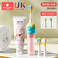 [Выгодный комбинированный набор/подходит для детей от 3 лет] Лаймово-синий, твердая щетина*3+мягкая щетина*3+зубная паста [клубничный вкус, не содержащий пробиотика, не содержит фторидов]