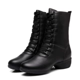 Демисезонные туфли, танцующая флисовая высокая обувь, мягкая подошва, из натуральной кожи