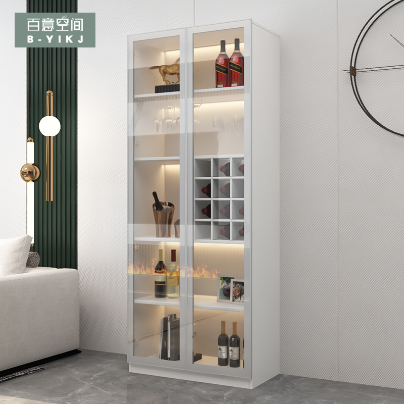 Glass wine cabinet modern minimalist living-room display case Nordic light and luxurious storage cabinet Home leaning against wall upscale dining cabinet