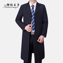 Spring and Autumn Middle-aged Mens Suit Collar Business Leisure Windbreaker Middle-aged and Old Long Coat Father Dad