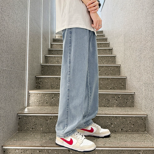 Светлые джинсы, летние штаны для отдыха, свободный прямой крой