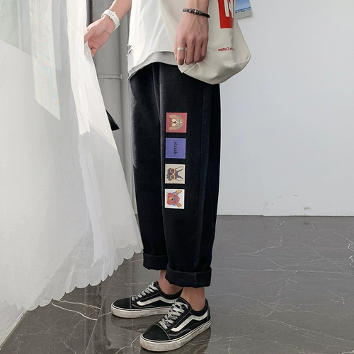 Летние джинсы, тонкие штаны, эластичная талия, свободный прямой крой, в корейском стиле