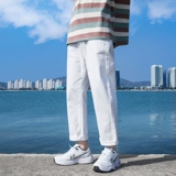 Белые весенние джинсы, мужские штаны для отдыха, свободный прямой крой