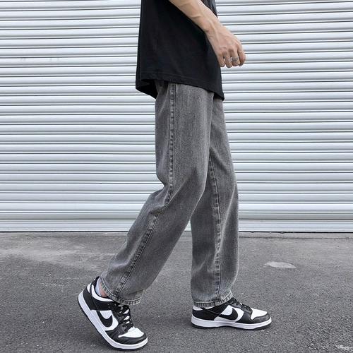 Джинсы, мужские штаны, летние повседневные брюки для отдыха, свободный прямой крой, в американском стиле