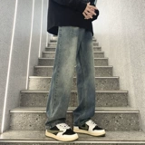 Тонкие летние джинсы, штаны, в американском стиле, свободный прямой крой