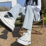 Демисезонные черные джинсы, приталенный комбинезон, мужские штаны, свободный прямой крой