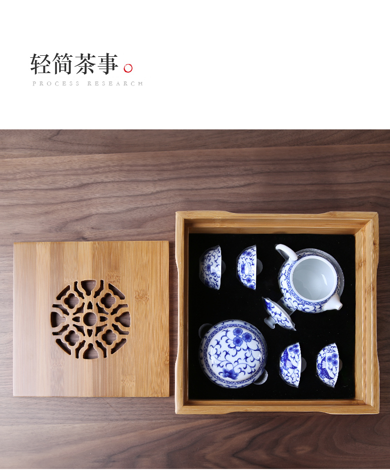 Three thousand tea ceramic teapot teacup suits for bamboo tea tray of a complete set of portable travel tea set of dry terms