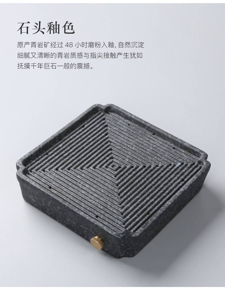 Three thousand tea coarse pottery tea tray of household ceramic water drainage type tray plate of a large pot of tea dry terms plate