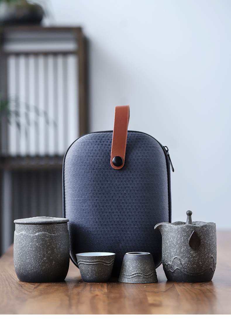 Travel three thousand tea ceramic tea set suit portable package crack cup a pot of two cups of kung fu tea teapot teacup