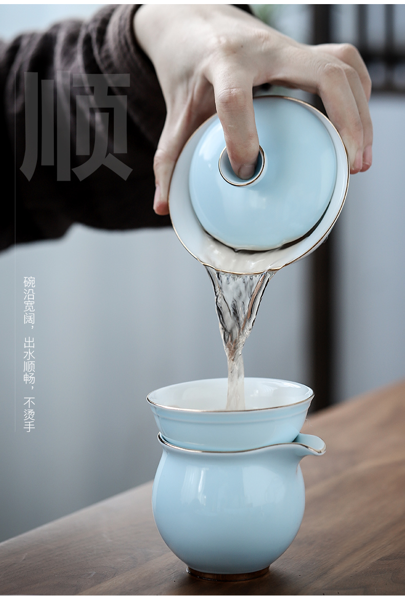 Three thousand Japanese tea set ceramic tea village household kung fu tea cups contracted a small set of tureen tea