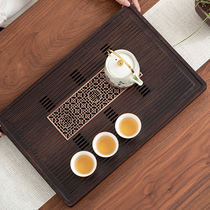 High-end Walnuts Wood Tea Tray Home 2021 New Chinese Light Simple Solid Wood Whole Tea Set Size Tea Table Storage Drain