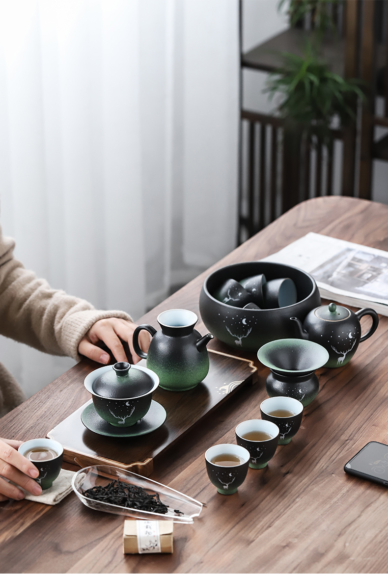 Ceramic kung fu tea set hand - made Chinese tea cup lid bowl contracted home office of a complete set of gift boxes