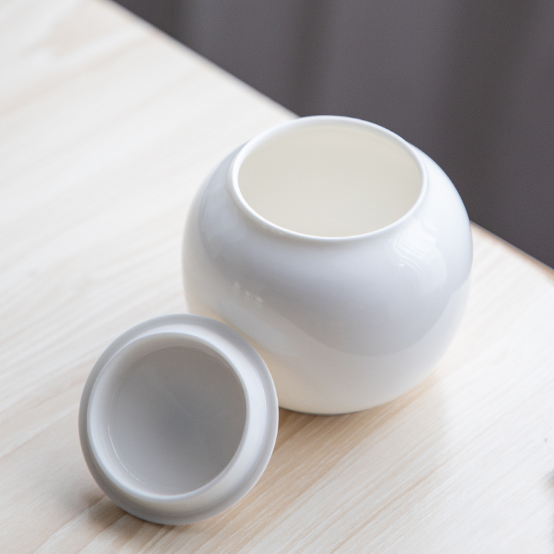 Three thousand white porcelain ceramic portable puer tea pot of tea caddy fixings tea village small seal pot wake receives storage tank