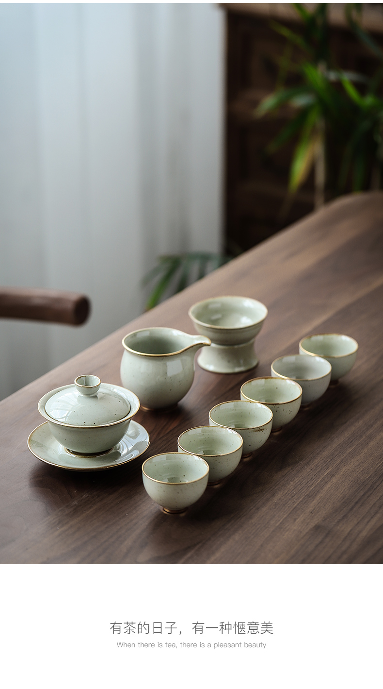 Three thousand creative girder pot of ceramic tea village home coarse pottery tea bowl of Japanese kung fu tea sets tea gifts