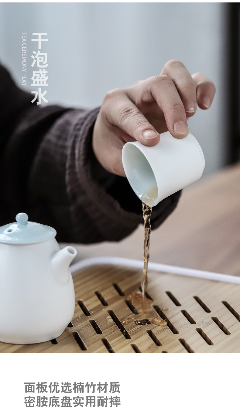 Three thousand contracted ceramic tea set suit Japanese kung fu tea tea village of a complete set of white porcelain teapot teacup home by hand