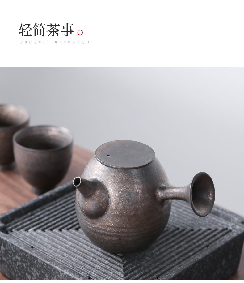Three thousand coarse pottery small ceramic teapot tea village household single pot of Japanese tea, kung fu tea set side put the pot of restoring ancient ways