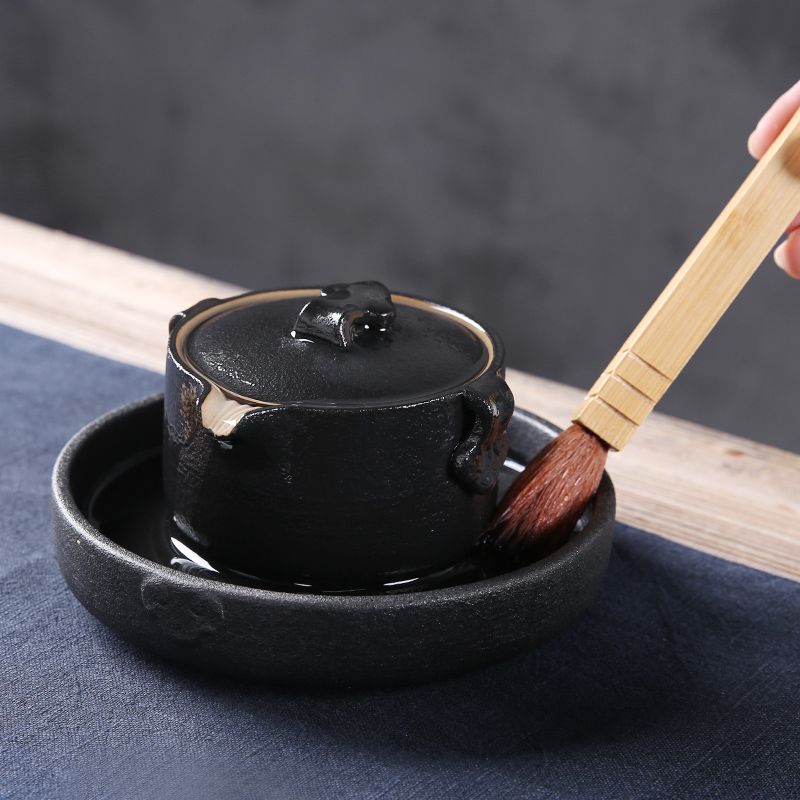 Crude earthen POTS dry socket mercifully tea three thousand sets of kung fu tea accessories contracted household ceramic pot of circular dry mercifully tray