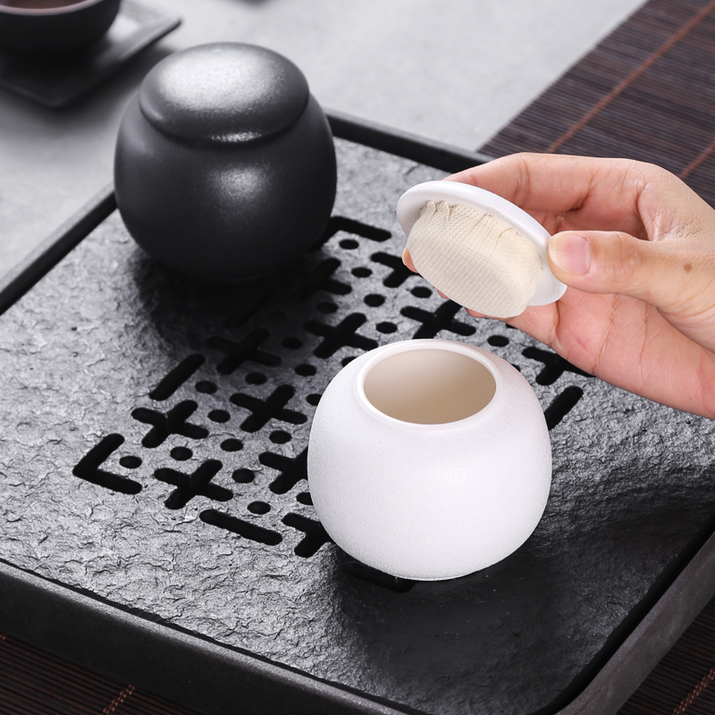 Three thousand tea ceramic checking portable tea caddy fixings coarse pottery small box seal pot puer tea