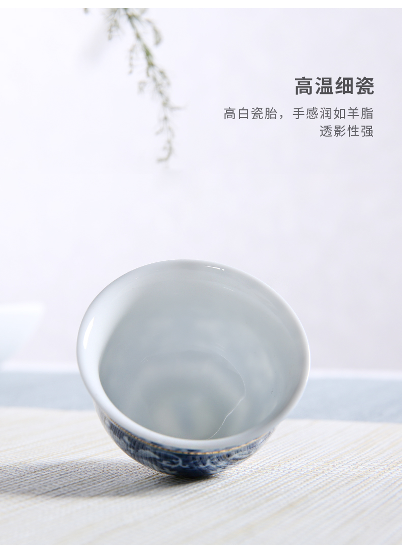 Ceramic cups tea village three thousand single CPU hand individual cup of blue and white master sample tea cup cup bowl