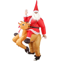Christmas Funny Cartoon Doll Costume Santa Claus Reindeer Riding Deer Santa Claus Dress Up Inflatable Clothes