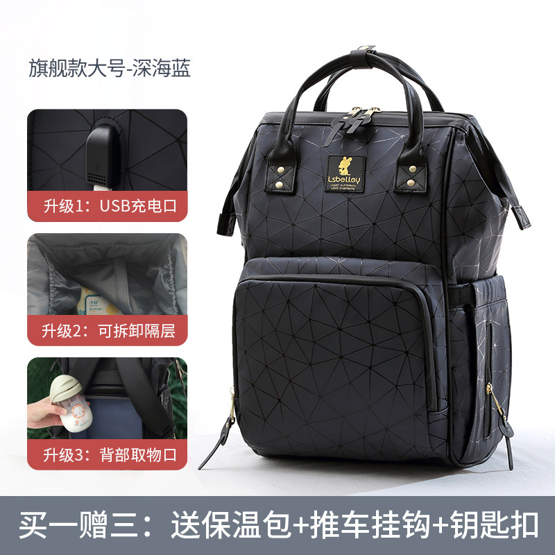 Mommy bag baby bag out of light large capacity double shoulder backpack waterproof hand multifunction back milk bag Mom bag-Taobao