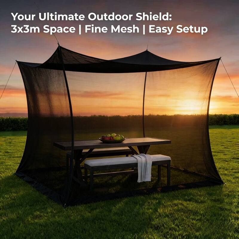 Extra Large Outdoor Mosquito Net Cover for Courtyard Terrace Barbecue Fence Portable Mosquito Net Sunshade Pavilion Insect-Proof Hanging Curtain