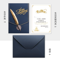 День рождения синяя карта + конверт, заказ от 50 копий