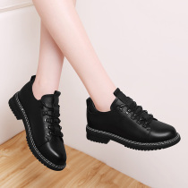 Small leather shoes women Inron black single shoes 2021 new spring genuine leather low heel without grinding feet comfortable and soft bottom working shoes