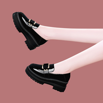Cake shoes female English style small leather shoes patent leather womens shoes autumn 2021 New one pedal shoes platform shoes