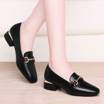 2021 spring new single shoes womens wild soft-soled work black mom leather shoes womens low-heel leather shoes soft leather