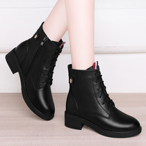 Martin boots thin female British style flat bottom 2021 new spring and autumn single boots soft leather shoes women leather boots