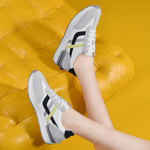 Dmotto shoes women 2021 new fall women sports casual shoes genuine leather thick bottom heightening trends collage waffle shoes